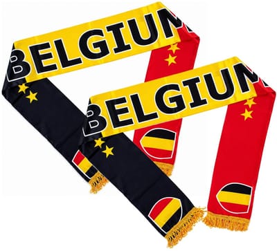 Funny Fashion België supporters sjaal - 2x - 150 cm - landen vlaggen thema - EK / WK voetbal