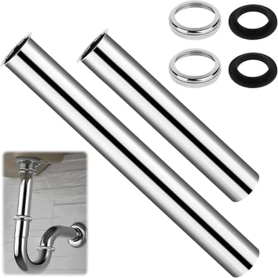 Siphon extensie set van 200mm/300mm, universele inbouwbuis met moer en rubberen afdichting voor keukenafvoer