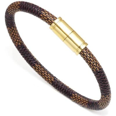 Klassiek Leren Armband Eenvoudige Stijl Bruine En Zwarte Strepen Pu Gouden Magneet Sluiting Armbanden Armbanden Voor Mannen En Vrouwen Sieraden beige