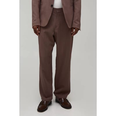Linnen-look Pantalon Met Relaxed Fit En Getailleerde Snit | Chocolate | Size 28