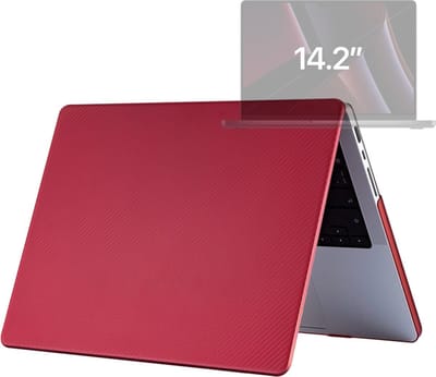 Laptophoes - Geschikt voor MacBook Pro 14 inch Hoes - Geen Vingerafdrukken - Carbon Case - Voor M1, M2, M3 - A2442, A2779, A2992, A2918 - Rood