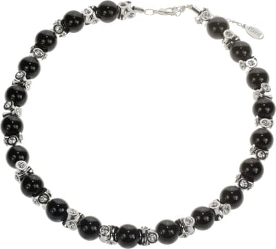 Behave - Klassiek parelcollier met steentjes - 41 cm + 5 cm verlengketting - Zwart