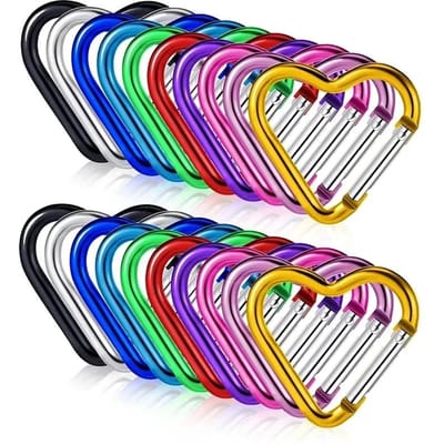 10 pièces Mousqueton en Forme de Cœur Utilisation Extérieure Camping Aluminium Massif Alliage Fermoir à Verrouillage Porte-clés Multi Équipement de Survie Kit de Voyage 10PCS