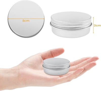 Candala 20 - lege aluminium potjes, potjes 20 ml crèmepotje, leeg doosje met schroefsluiting, potjes met 28 ronde stickers en 4 spatels, ideaal voor make-up, crèmes, lotions, minikaarsen (zilver