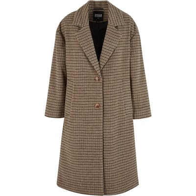 Urban Classics - Oversized Plaid Jas - XS - Beige/Zwart