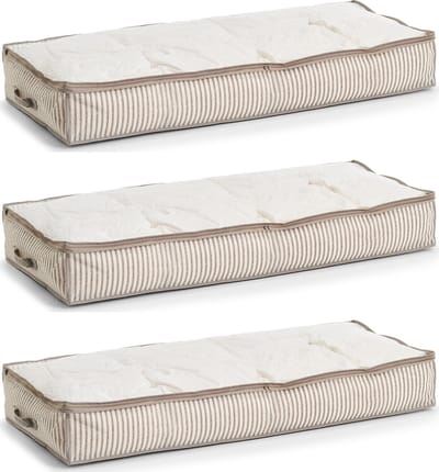 Zeller opbergtas/beschermhoes beddengoed/kleding - 3x - voor onder bed - 104 x 46 x 15 cm