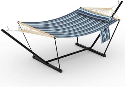 Hangmat met Standaard 366 cm - Geschikt 2 Personen met Kussen - voor tuin en strand - Donkergrijs