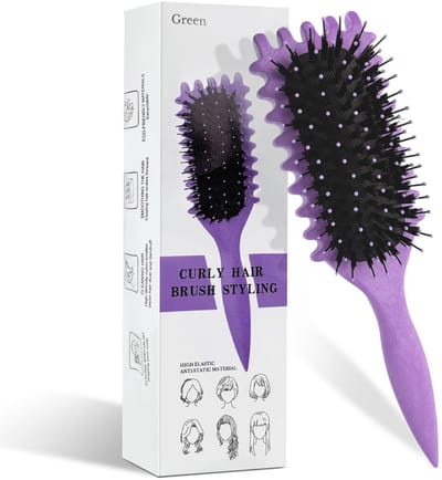 Dailygoods- Krulborstel Antiklit - Haarborstel voor Krullend Haar - Kruldefiniërende Borstel - Nylonharen - Vermindert Trekken - Lichtgewicht Ontwerp