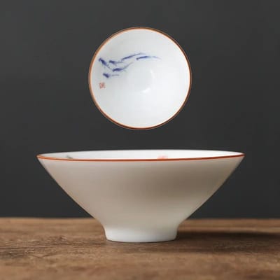 1 Stuk Chinese Keramische Theekop Handgeschilderde Bloemen en Vogels Mok Reis Theekom Huishoudelijk Porseleinen Theeservies Meesterkop 60ml 7x3.4cm  60ml white