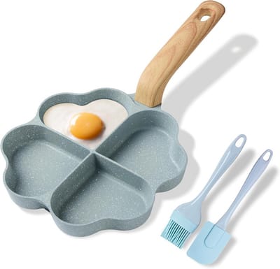 Hartvormige 4-gats omeletpan - Antiaanbaklaag, Graniet, Geschikt voor Inductie, Gezonde Koken, Ideaal voor Ontbijt