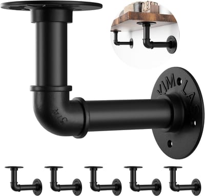 BOTC Plankdragers L vorm - Wandsteunen - Voor plank 35cm - Plankhouder - 6 stuks - incl. bevestigingsmateriaal + schroefbit - Zwart