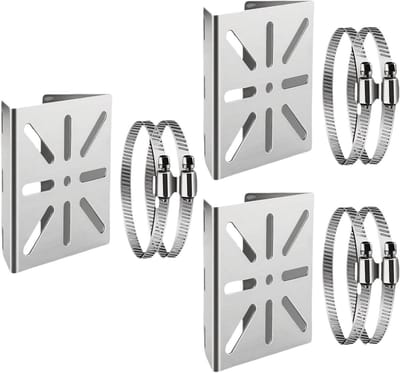Paal Montage Klem - Camera Beugel - Stabiele Beveiliging - Roestvrij Staal - 3 Stuks - Zilver