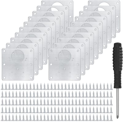 Kastscharnieren Set, Reparatieplaat, Keukenscharnier, Reparatieplaten, Schroefscharnieren, Reparatieklemmen met Gat, Inclusief 160 Schroeven en Schroevendraaier voor Meubelreparatie