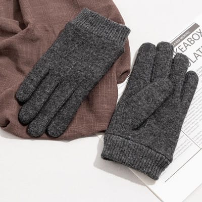 Gants en laine pour hommes Cachemire Gants chauds Automne et Hiver Vêtements et accessoires de cyclisme Gants à doigts M size black