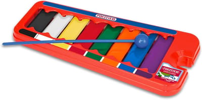 Houten xylofoon - Muziekspel - Kinderen muziek leren - 8 gekleurde platen - 24 cm - Rood