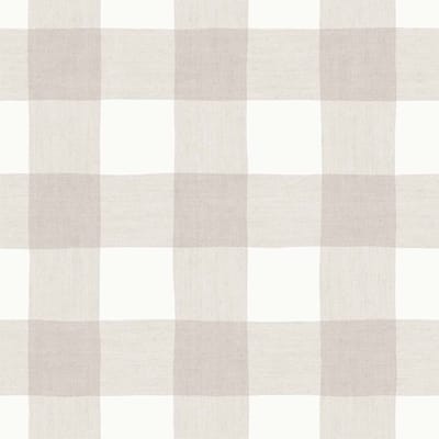 Behang - Kinderkamer – Ruiten – Schotse Ruit- Greige- Wit- Babykamer - Kinderbehang – Vichy Ruiten - 0,53 x 10,05 M
