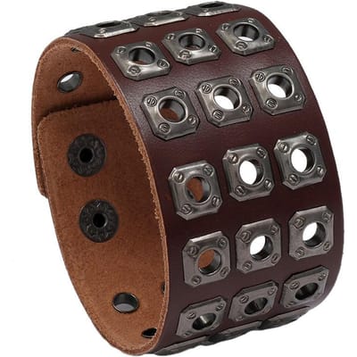 Retro Klink Wijd Echt Leer Armband Mode Sieraden Rock Punk Verstelbare Lengte Armbanden Mannen Polsband Armband black