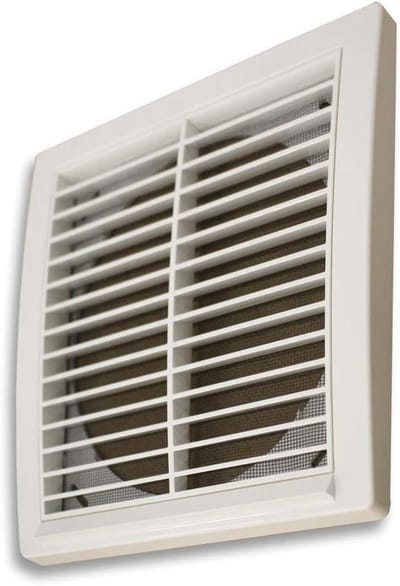 Buitenrooster - Ventilatierooster - Buitenmontage - Stoot- en UV-bestendig - 21 x 21 cm - Wit