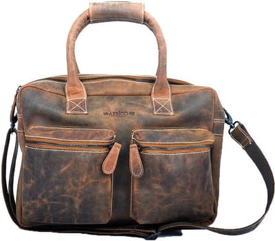 Westernbag Van Cognac/Naturel Buffelleer, Deze Ruime Handtas Heeft Een Verstelbare Schouderband