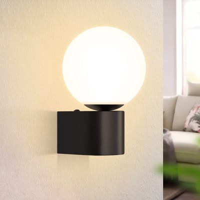 NETTLIFE Wandlamp G9 - Glas - zwart en wit - modern woonkamer wandlamp - Binnen wandverlichting - glazen bol Design - hal lamp Max. 40W - voor slaapkamer | trappenhuis - Zonder Lichtborn