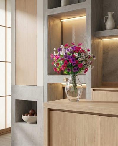 Bobbel Home - Kunstbloemen Set van 6 - Kleurrijke Mix - UV Bestendig voor Balkon en Tuin