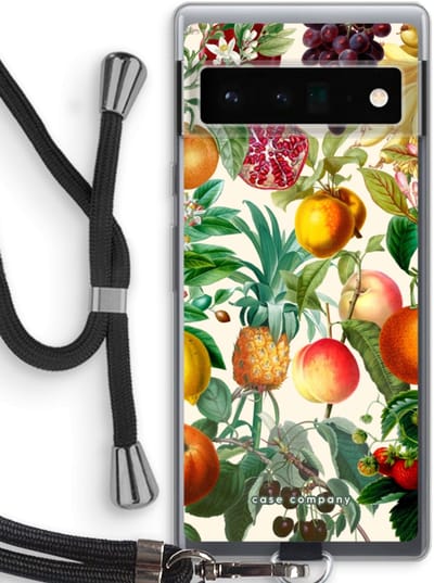 Case Company® - Hoesje met koord geschikt voor Google Pixel 6 Pro hoesje met Koord - Classic Flora - Telefoonhoesje met Zwart Koord - Bescherming aan alle Kanten en Over de Schermrand