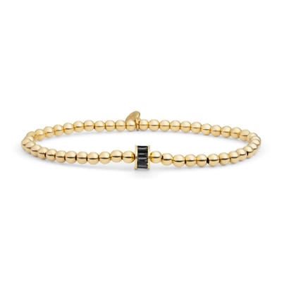 Sparkling Jewels Armband - Baguette Cylinder Black CZ - Goud