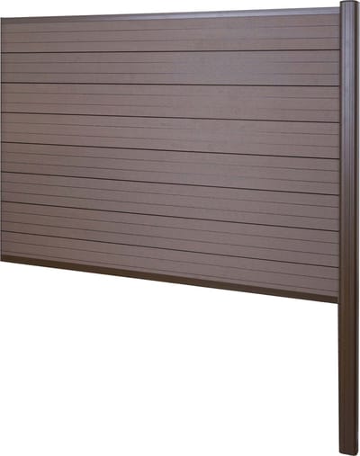 WPC privacyscherm Sarthe, schutting windscherm, aluminium paal voor plaatsing in beton ~ verlengelement, 185cm bruin