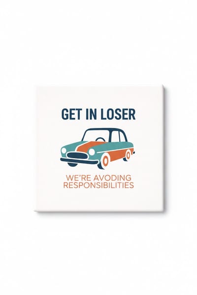 Get In Loser Keramische Tegel – Grappige Retro Auto Quote Wanddecoratie Cadeau voor Vrienden en Humorliefhebbers