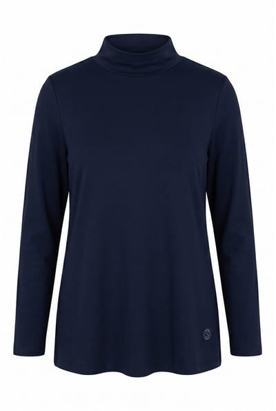 Ulla Popken - Dames - Shirt classic opstaande kraag 3/4-mouw - Donkermarine - Maat 42+