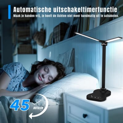 AHD® Bureaulamp LED - Burolamp - Bureaulamp Met Klem - Bureaulamp Kind - Bureaulamp LED Dimbaar - Zwart - 38cm x 4cm x 12cm