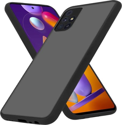 Cadorabo Hoesje geschikt voor Samsung Galaxy M31s in MATT ZWART - Hybride beschermhoes met TPU siliconen Case Cover binnenkant en matte plastic achterkant