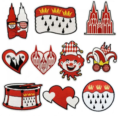 Opstrijkbare patches voor carnavalskostuums, kleding en hoeden - 10 stuks in rood-wit, naaibaar en veelzijdig toepasbaar