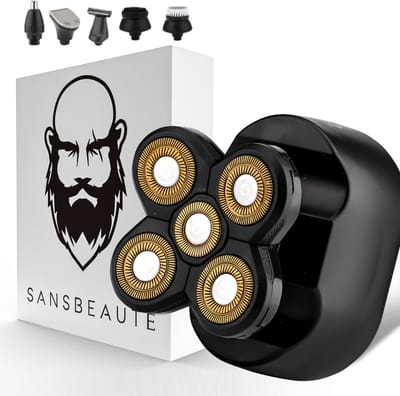 6-in-1 Scheerapparaat Mannen – Trimmer - Sansbeauté® SkullSharp Classic - Elektrische Gezichts- & Hoofdscheren - Hoofd Kaal Scheren – Elektrisch - Nat & Droog
