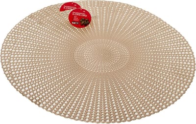Placemats - rond - D40 cm - goud - 2x stuks - kunststof