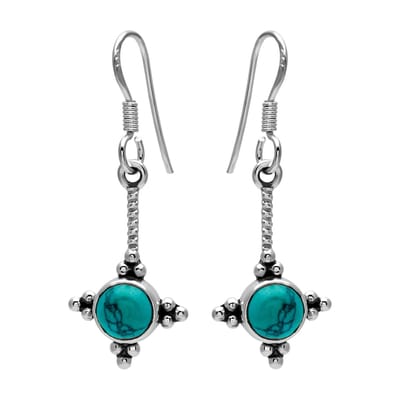 WeLoveSilver - zilveren oorhangers - turquoise steen - gedraaid design