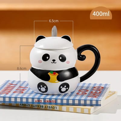 Melk Fufu Cartoonstijl Dierenvorm Mok met Deksel met Lepel Schattig Huis Ontbijt Melkbeker Werk Keramische Waterbeker 400ml