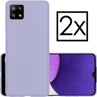 Hoesje - 2 Stuks - Geschikt voor Samsung Galaxy M22 - Sterk & Shockproof - Case Siliconen - Back Cover - Telefoon Hoes - Lila