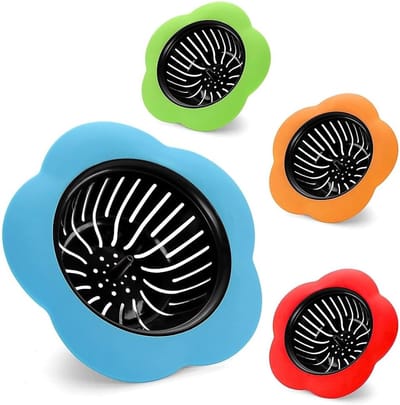 4-pack siliconen gootsteenmandjes - universeel 11,5 cm (4,5 inch) - voorkomt verstoppingen en is eenvoudig schoon te maken