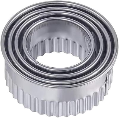 4 Stuks - Uitsteekvorm - rond - Uitstekers - Uitsteekvormpjes - Φ75/65/54/43mm - kartelrand - zilver - roestvrij staal
