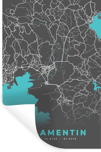 Muurstickers - Sticker Folie - Le Lamentin - Frankrijk - Plattegrond - Stadskaart - Kaart - 20x30 cm - Plakfolie - Muurstickers Kinderkamer - Zelfklevend Behang - Zelfklevend behangpapier - Stickerfolie