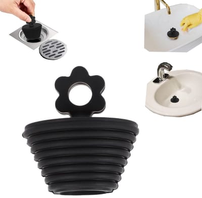 Afvoerplug, gootsteenafvoer, badkamerafvoerdeksel, rioolgeurstopper, siliconen badstop, geschikt voor rioleringen, gootstenen, badkuipen, keukens, vloerafvoeren (4,7*5,46cm, zwart)