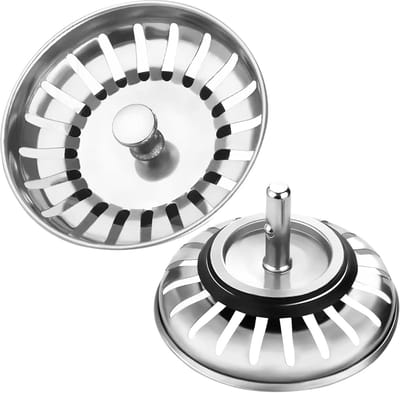 Afvoerstop - 1 stuk - Gootsteen Afvoer Plug Voor De Keuken 79 Mm - Gootsteen Zeef Afvoerstop - Rvs - Universeel - Gootsteen Zeven - Spoelbak Zeef - Gootsteen Plug - Ontstopper - Zilver