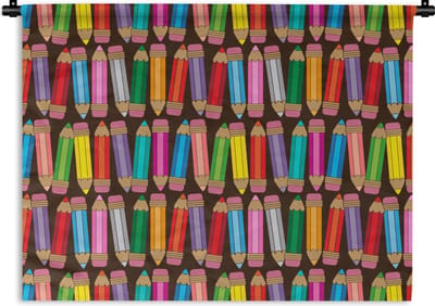 Wandkleed - Wanddoek - Potlood - Patronen - Abstract - Regenboog - 120x90 cm - Wandtapijt