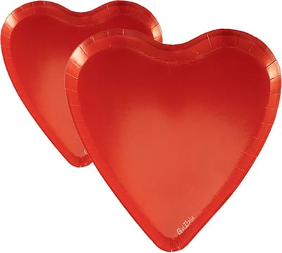 Givi Italia Feestbordjes - 16x - hart vormig - rond - karton - 17 x 18 cm - biologisch afbreekbaar - wegwerpbordjes