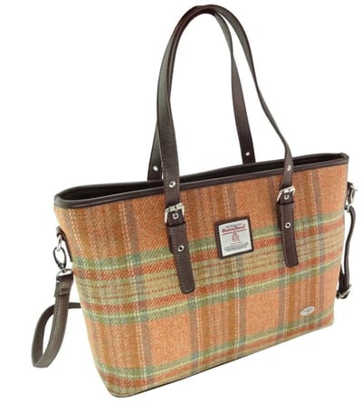 Schoudertas Spey Tote bag Oranje Stewart- Groot - Ritssluiting - Harris Tweed - Glen Appin of Scotland