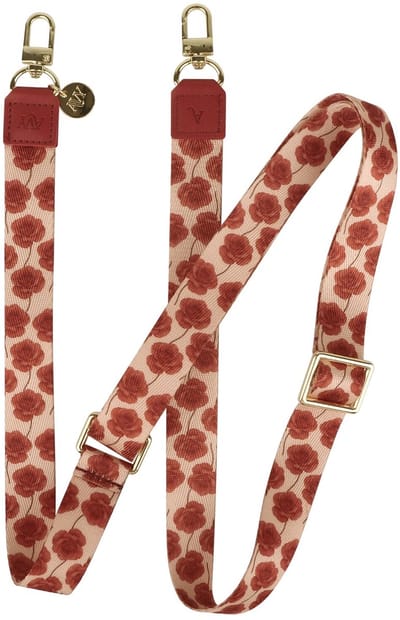 AVY Verstelbaar Crossbody Telefoonkoord | Botanique Roses | Lang Nylon Koord | Universeel voor alle Hoesjes | Geschikt voor iPhone, Samsung en meer | 130cm | Rozenprint | Roze