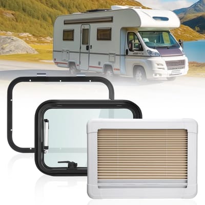 Uitbreidingsraam voor motorhome, 500 x 350 mm, zijraam met geïntegreerd rolhor en vliegenraam, ideaal voor campers en caravans