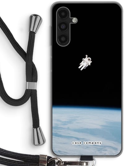 Case Company® - Hoesje met koord geschikt voor Samsung Galaxy A04s hoesje met Koord - Alone in Space - Telefoonhoesje met Zwart Koord - Bescherming aan alle Kanten en Over de Schermrand