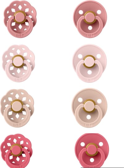 Bibs fopspeen & Boheme 0-6 maand Angel mix set 8 stuks Blush,Blossom,Dusty Pink en Coral maat 1